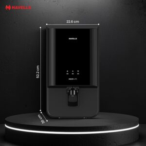 Havells Aquas Lite Water Purifier, UV + UF Purification, 4-stages, 7L Storage, Ideal for Municipal Water, Significant water savings, BIS Approved, Black