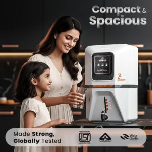 Kinsco Bliss 15L Alkaline RO+UV+UF Water Purifier with Copper & Zinc Cartridge | Smart Digital Display | Wall Mount Design | Gray | 2 Years Warranty | No Service Needed for 2 Years
