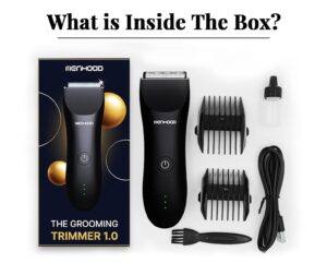 MENHOOD Trimmer 1.0 Waterproof Manscaping Body Ball Trimmer for Men Private Part Pubic Hair Groomer Ceramic Blade 4 Lengths (3/6/9/12mm) 150 Min Runtime Black