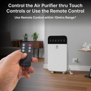 pTron EaseMate Air Purifier H1 for Home & Office, 4-Stage Filtration, HEPA 13 Filter, Activated Carbon, Removes 99.97% Pollutants, Allergens, Pet Danger, Smoke, Dust, Pollens, Long Filter Life (White)