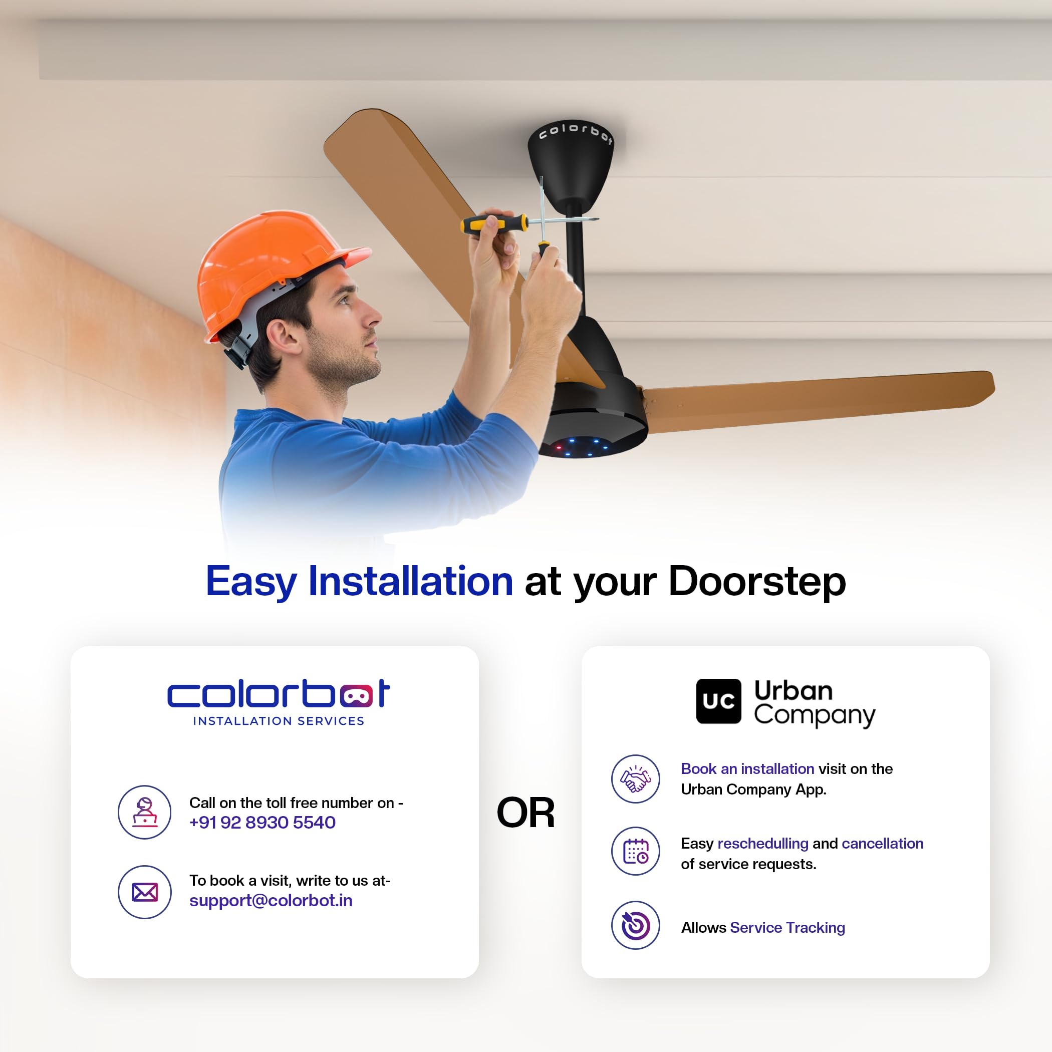 Colorbot Helix BLDC Ceiling Fans 1200mm | BEE 5 Star Rated | 370 RPM | Savings up to 65% | Remote Control (Boost, Timer, LED, Reverse Mode) | 4 Years Warranty (Urban Oak)