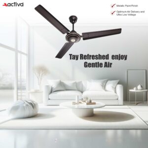 ACTIVA Apsra 1200mm High Speed Ceiling Fan | 390 RPM Powerful Air Delivery | Anti Dust Decorative Fan with Copper Motor | Low Noise | Smoke Brown | 2 Year Warranty, Pack of 1