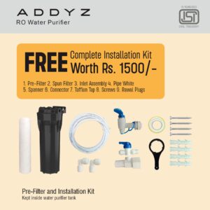 Addyz 8L RO UV UF Water Purifier with 7-Stage Filtration and TDS Control for Clean, Pure Drinking, Water For Home & Kitchen Use | ISI Marked & BIS Certified (Black) Suitable for all type of water.
