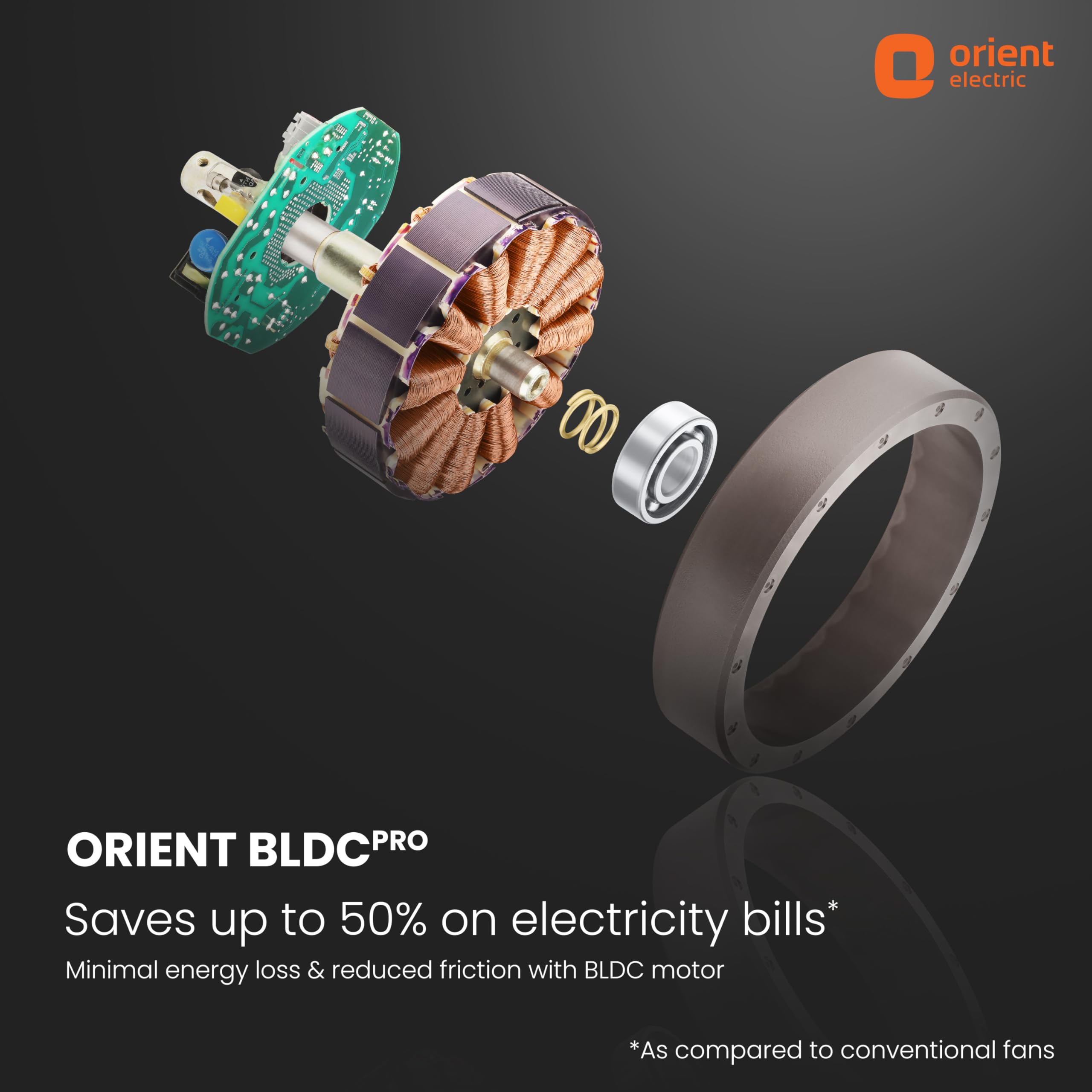 Orient Electric 1200 mm Aeroslim BLDC Ceiling Fan with Underlight, IoT & Remote | Smart Ceiling Fan Compatible with Alexa & Google Home | BEE 5-star Rated Fan | 3-year warranty by Orient | White