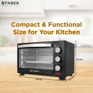 Faber FOTG 20L Neo|1400 Watts OTG|Bake,Toast, Grill| 4 Stage Functions,Upper & Lower Heating|Cool-Touch Handle, Heat Resistant Glass, Indicator Light, Auto-Shut, Ready Bell| Removable Crumb Tray
