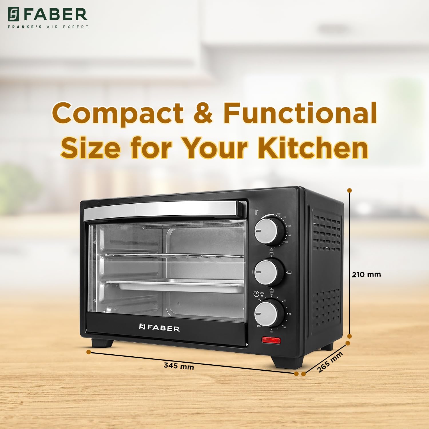 Faber FOTG 20L Neo|1400 Watts OTG|Bake,Toast, Grill| 4 Stage Functions,Upper & Lower Heating|Cool-Touch Handle, Heat Resistant Glass, Indicator Light, Auto-Shut, Ready Bell| Removable Crumb Tray