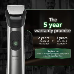 Philips India's No.1 Men's Trimmer | BeardSense Technology | Self-sharpening blades | 13-in-1 Grooming Kit- Beard,Hair,Body, Nose,Intimate | 120min. runtime | 100% Showerproof | 5yr warranty* | MG7922