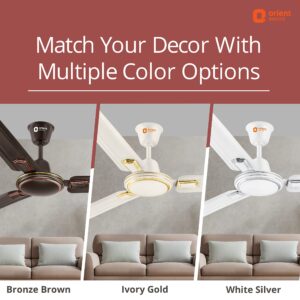 Orient Electric 1200 mm Pacific Air Déco| Decorative ceiling fan | Powerful airflow| BEE1 Star Rated | 2-year warranty | White Silver, pack of 1