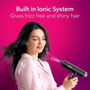 AGARO Royal BLDC Professional Hair Dryer, Brushless Motor, Ionic technology, 2000W, 110000 RPM, Fast Drying, 3 Speed & 3 Temperature Settings, Cool Shot Button, for Women, Men, Salon, Home, Black